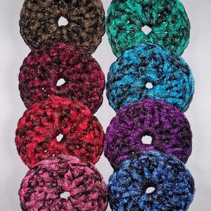 Double Round Scrubbie - Multi Black Nylon Net Scrubbie, Set of 3 - 6, Approx Size 4 1/2"