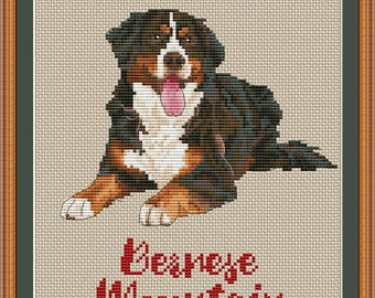 Bernese mountain dog mom cross stitch pdf pattern