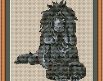 Black poodle mom cross stitch pdf pattern