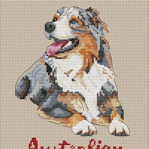 Australian Shepherd Cross Stitch Pattern Dog Cross Stitch Etsy