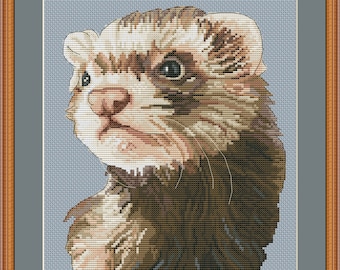 Ferret portrait cross stitch pdf pattern
