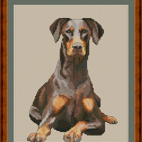 Doberman mom cross stitch pdf pattern