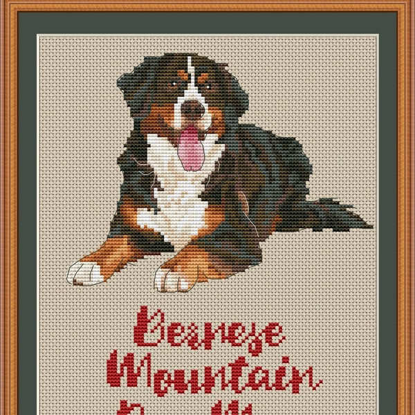 Bernese mountain dog mom cross stitch pdf pattern