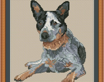 Blue heeler  mom cross stitch pdf pattern Australian Cattle dog