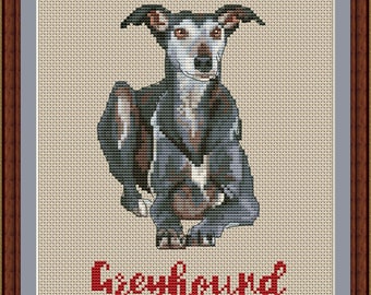 Greyhound Cross Stitch Pattern - Dog Lovers Gift (Digital PDF Download)
