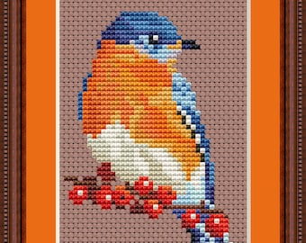 Bluebird mini cross stitch pdf pattern