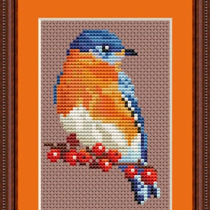 Bluebird mini cross stitch pdf pattern