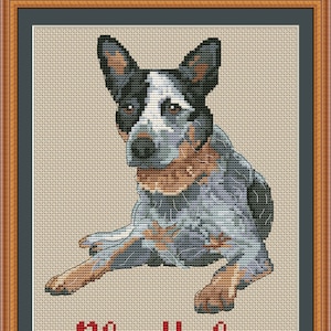 Blue heeler  mom cross stitch pdf pattern Australian Cattle dog