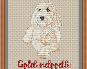 Schema punto croce per mamma Goldendoodle in formato PDF