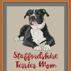 Staffordshire terrier mom cross stitch pdf pattern