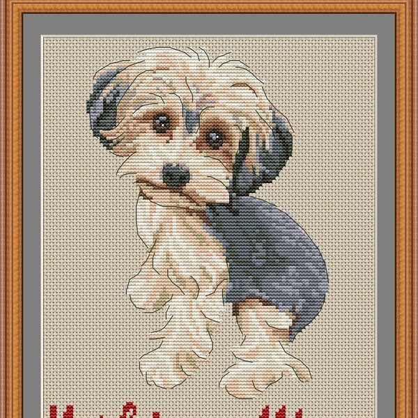 Yorkiepoo mom cross stitch pdf pattern Yorkshire terrier