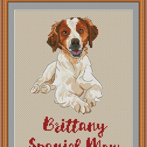 Brittany spaniel mom cross stitch pdf pattern