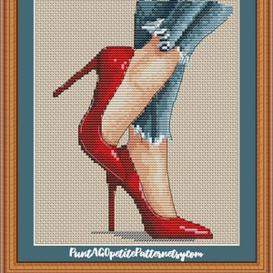 High heel red shoes cross stitch pdf pattern