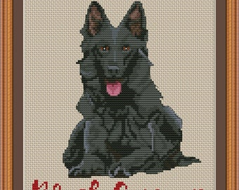 Schwarz Schäferhund Mama Kreuzstich Stickmuster