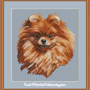 Pomeranian spitz portrait cross stitch pdf pattern