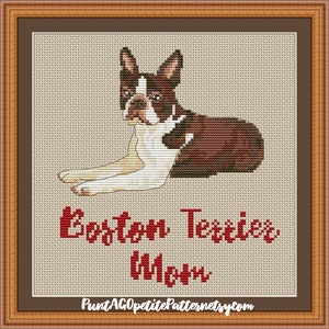 Boston terrier mom cross stitch pdf pattern