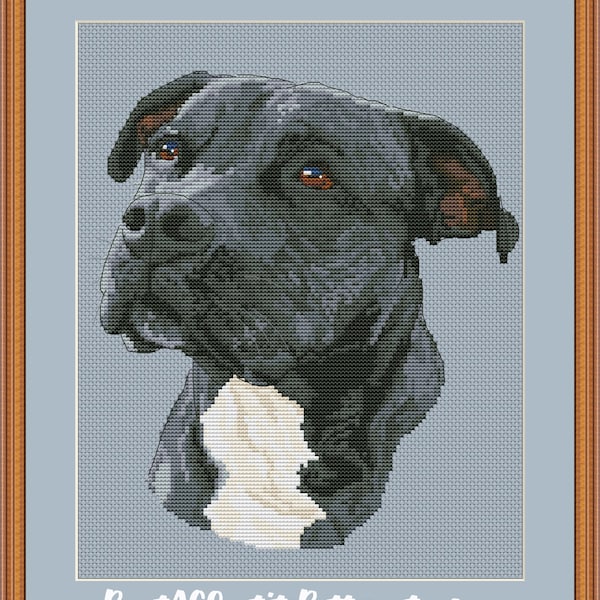 Pitbull portrait cross stitch pdf pattern