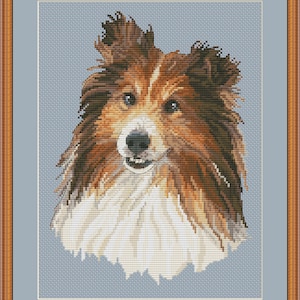 Sable sheltie portrait cross stitch pdf pattern