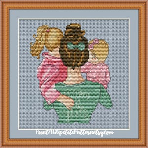 Mom of girls cross stitch pdf pattern