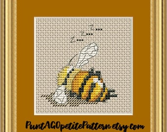Sleeping bee mini cross stitch pdf pattern