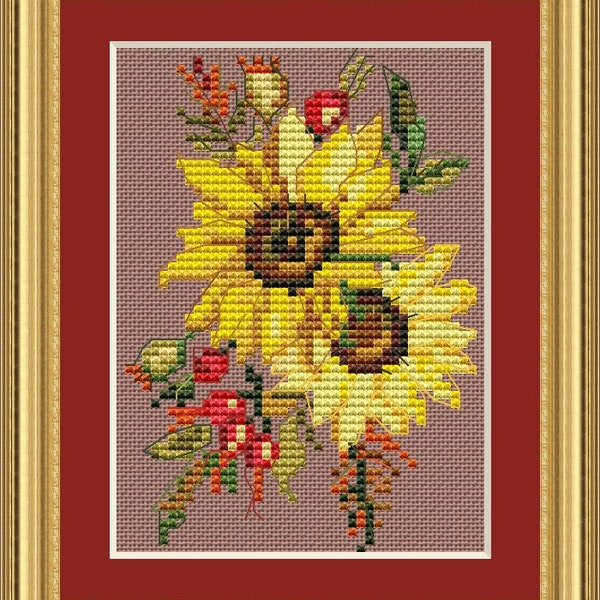 Sunflower bouquet cross stitch pdf pattern