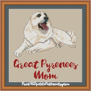 Great Pyrenees mom cross stitch pdf pattern
