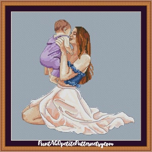 Mother and baby cross stitch pdf pattern