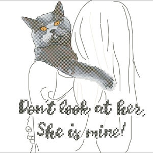 Don't look at her, she is mine cat cross stitch pdf pattern image 6