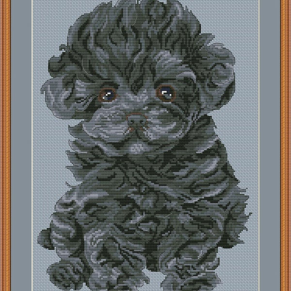 Teacup poodle portrait cross stitch pdf pattern