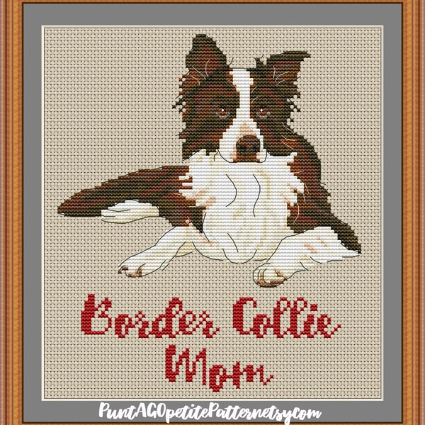 Modèle pdf point de croix maman border collie