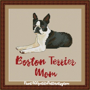 Boston terrier mom cross stitch pdf pattern