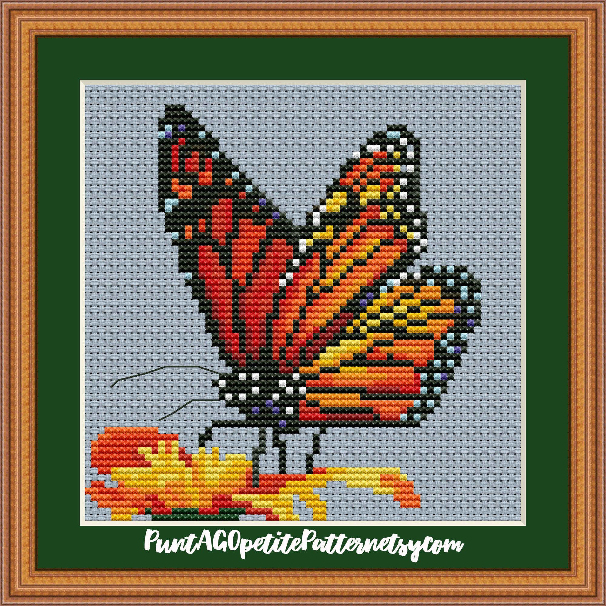 Monarch butterfly mini cross stitch pdf pattern