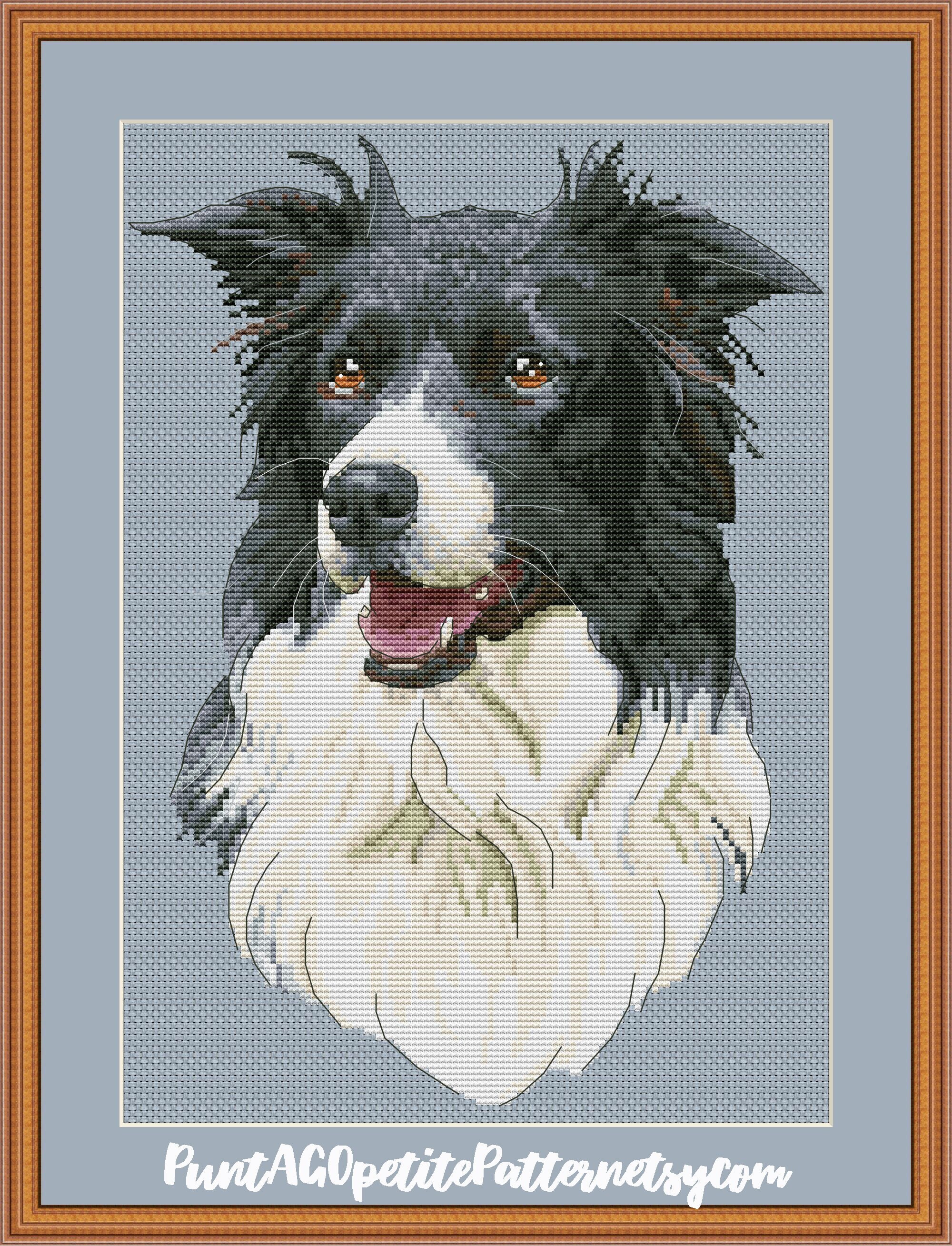 Border Collie Portrait Cross Stitch Pdf Pattern - Etsy