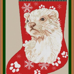 Ferret christmas stocking cross stitch pdf pattern
