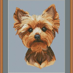 Yorkie portrait cross stitch pdf pattern