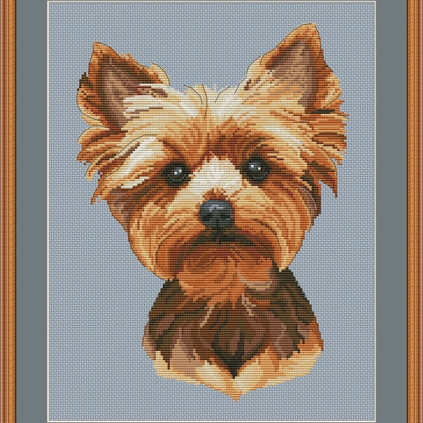 Yorkie portrait point de croix modèle pdf