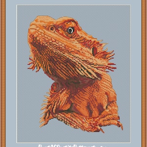 Bearded dragon portrait cross stitch pdf pattern