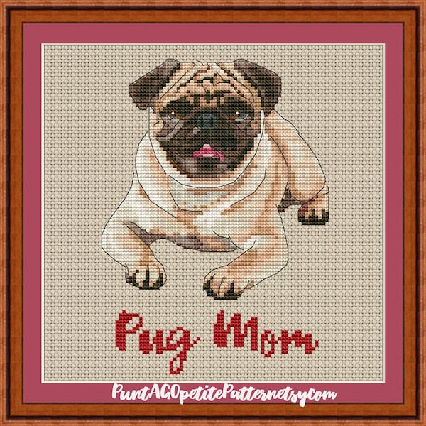 Fawn pug mom cross stitch pdf pattern