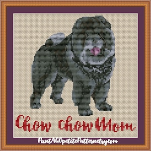 Black Chow chow mom cross stitch pdf pattern