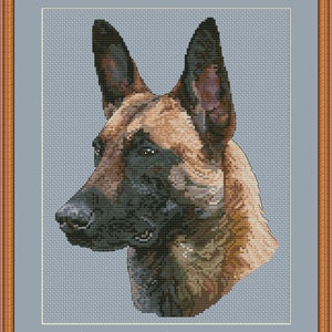 Belgian Malinois portrait cross stitch pdf pattern