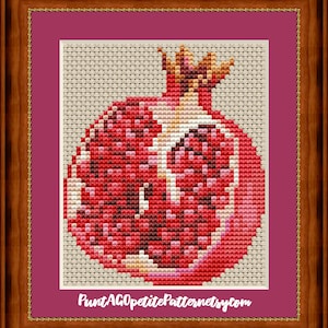 Red pomegranate mini cross stitch pdf pattern
