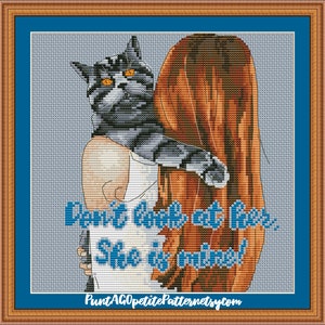 Don't look at her, she is mine cat cross stitch pdf pattern image 3