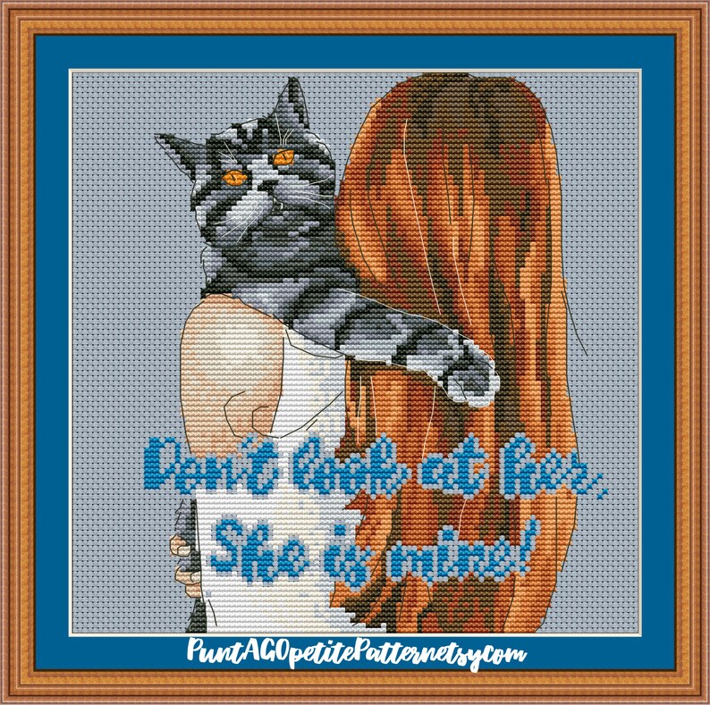 Don't look at her, she is mine cat cross stitch pdf pattern image 3