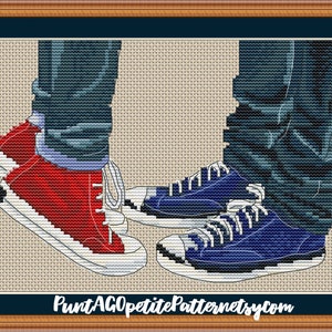 Couple in converse cross stitch pdf pattern