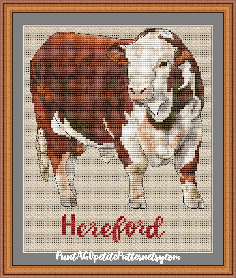 Hereford Cattle Cross Stitch Pdf Pattern - Etsy