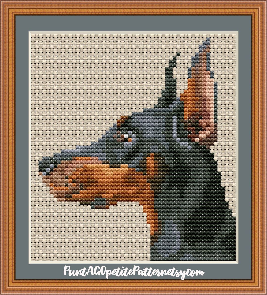 Doberman Face Mini Cross Stitch Pdf Pattern - Etsy