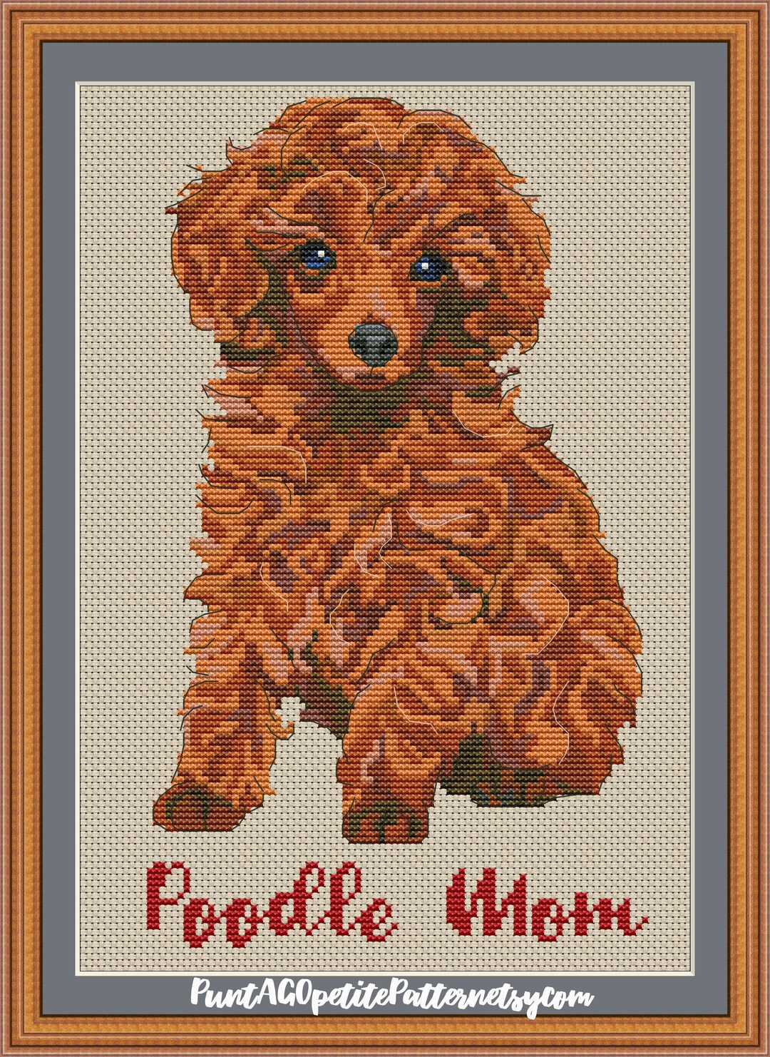 赤いトイプードルのお母さんのクロスステッチのPDFパターン - Etsy 日本