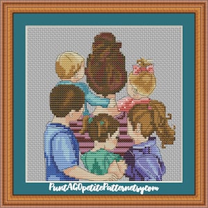 Mom of five babies cross stitch pdf pattern