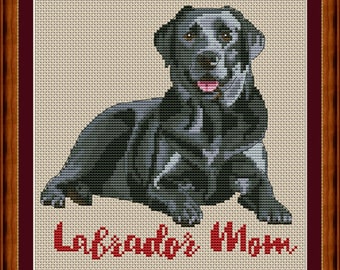 Black labrador mom cross stitch pdf pattern