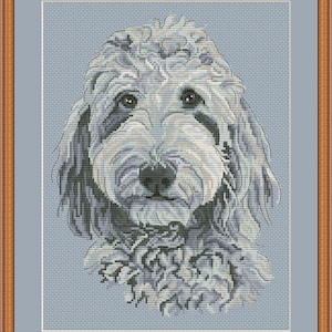 Goldendoodle portrait cross stitch pdf pattern